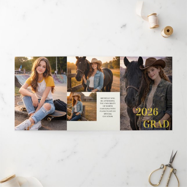 Modern Six Photo Unisex Graduation Invitation | (Outside)