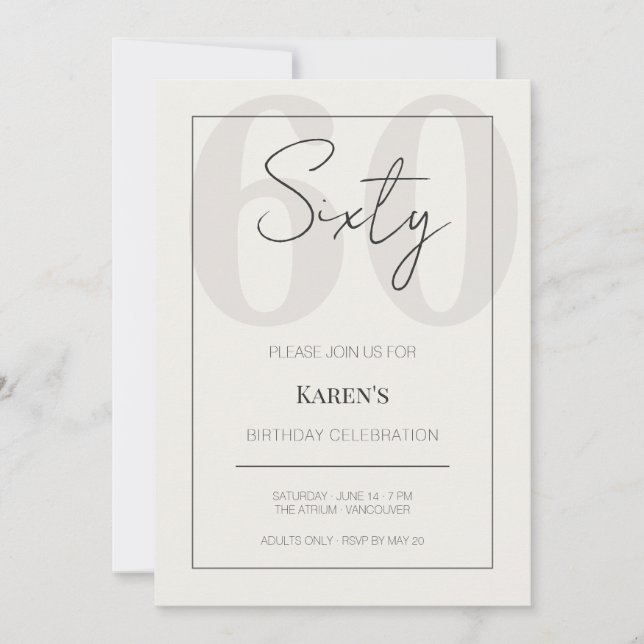 Modern Sixty 60th Birthday Celebration  Invitation (Front)