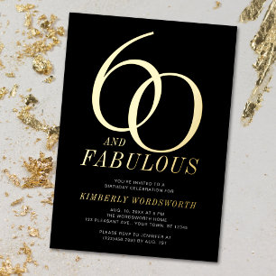 Modern Sixty and Fabulous 60th Birthday Black Gold