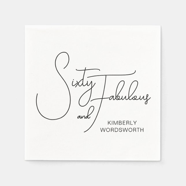 Modern Sixty and Fabulous 60th Birthday Party Napkin (Front)
