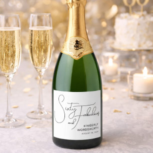 Modern Sixty and Fabulous 60th Birthday Party Sparkling Wine Label