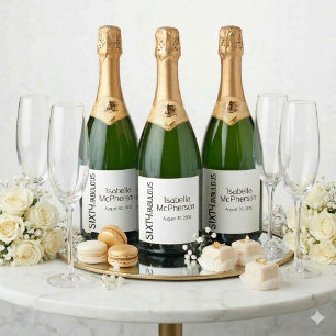Modern Sixty and Fabulous Bold Birthday Party Sparkling Wine Label