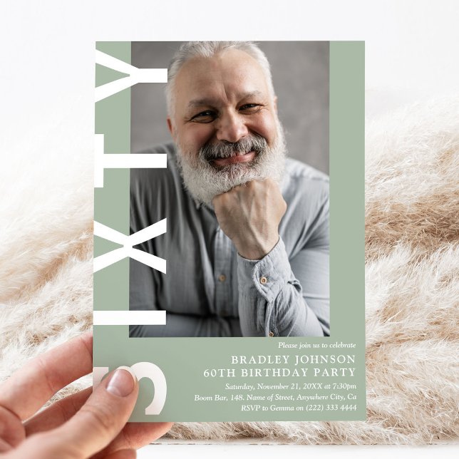 Modern SIXTY Photo 60th Birthday Party Invitation (Creator Uploaded)