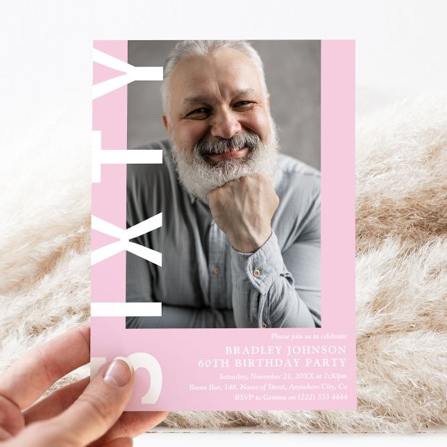 Modern SIXTY Photo 60th Birthday Party Invitation (Creator Uploaded)