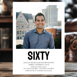 Modern SIXTY Photo 60th Birthday Party Invitation