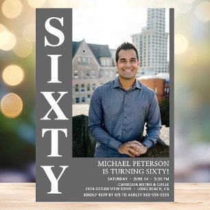 Modern SIXTY Photo 60th Birthday Party Invitation