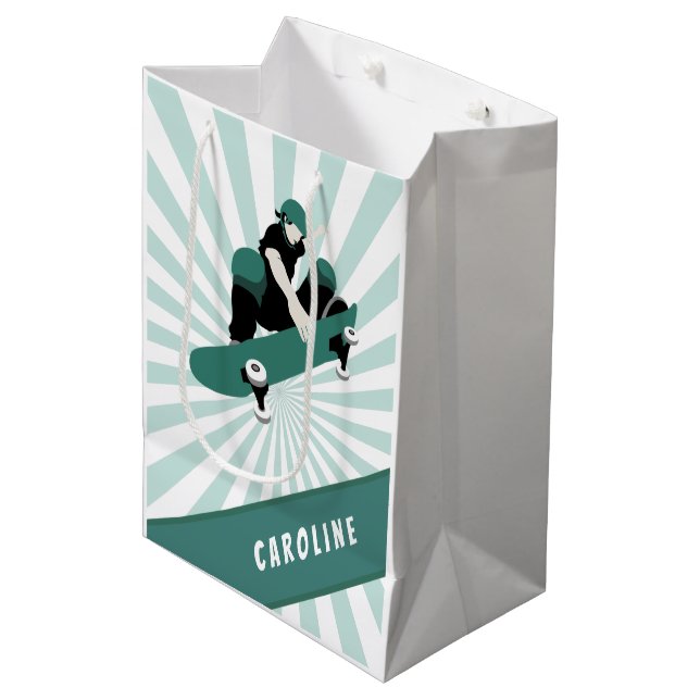 Modern Skateboarding Girls Skater Name Cool Sports Medium Gift Bag (Front Angled)