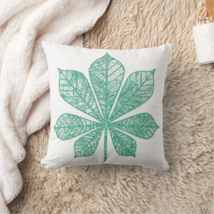 Modern Skeleton Green Maple Leaf Throw Pillow