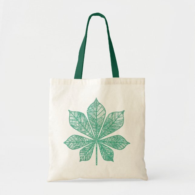 Modern Skeleton Green Maple Leaf Tote Bag (Front)