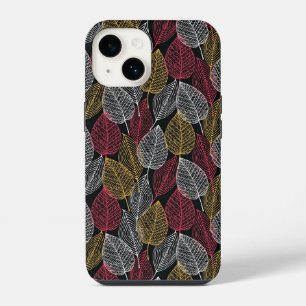 Modern Skeleton Leaves Autumn Pattern iPhone 14 Case