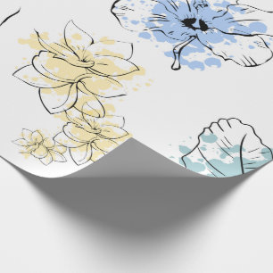 Modern Sketch Floral Splash Wrapping Paper