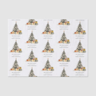 Modern Sketchy Christmas Tree Gifts Holiday Card Tissue Paper