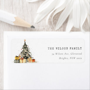 Modern Sketchy Holiday Christmas Tree Address