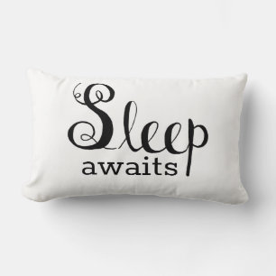Modern Sketchy Minimalist Sleep Awaits Geo Lumbar Pillow