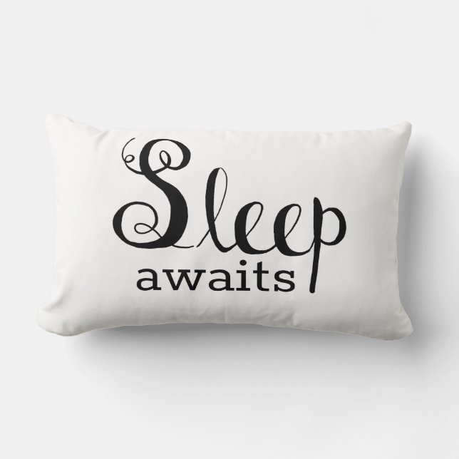 Modern Sketchy Minimalist Sleep Awaits Geo Lumbar Pillow (Front)