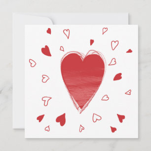 Modern Sketchy Red Love Hearts Holiday Card