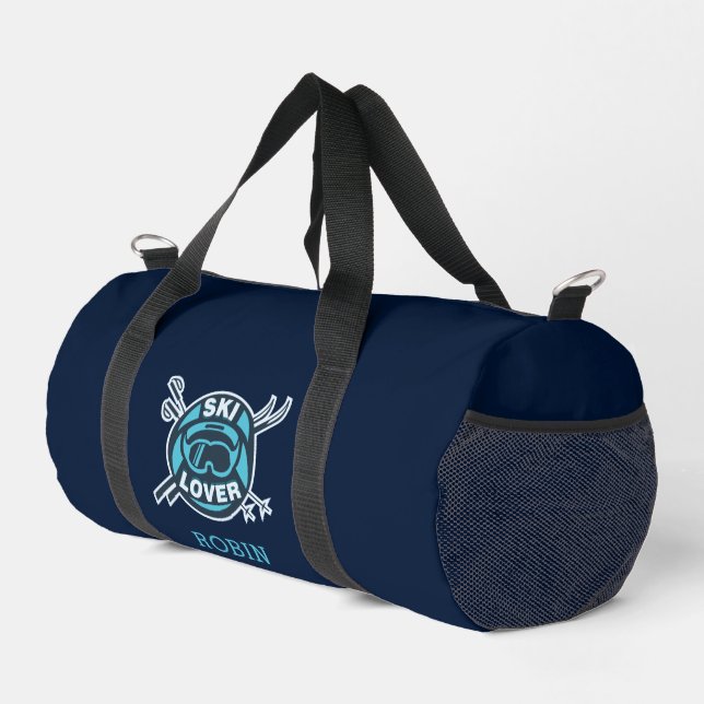 Modern Ski Lover Personalized Winter Slopes Duffle Bag (Right Corner)