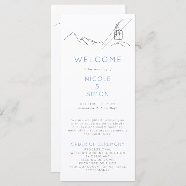 Modern Ski Resort Charming Wintery Mountain Peaks Program (Front/Back)