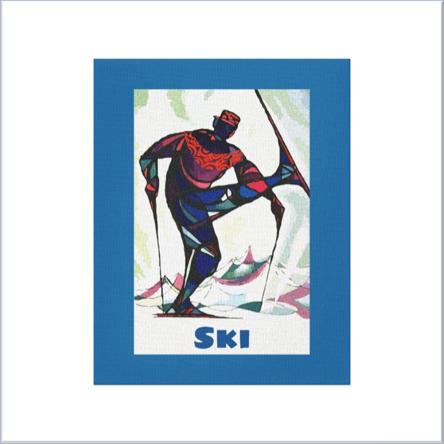 Modern Skier in Colourful Sweater Canvas Print (Creator Uploaded)