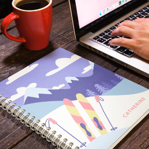 Modern Skiing Winter Ski Slopes Personalized Notebook