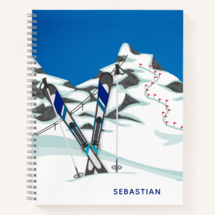 Modern Skiing Winter Ski Slopes Personalized Notebook