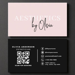 Modern Skincare Aesthetician QR Code Blush Pink  Business Card