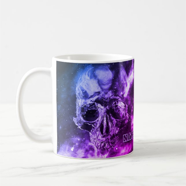 Modern skull in space. Customized Coffee Mug (Left)