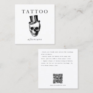 Modern Skull Tattoo Aftercare Instructions QR Code Square Business Card