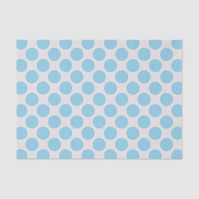 Modern Sky Blue and White Large Polka Dots Tissue Paper (Front)