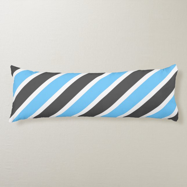 Modern Sky Blue Grey Diagonal Stripes Body Pillow (Front)
