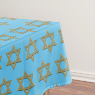 Modern Sky Blue Passover STAR OF DAVID Tablecloth