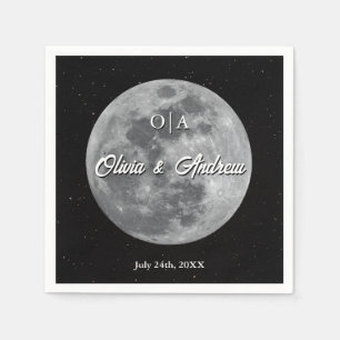 Modern Sky Starry Night Full Moon Wedding Napkin