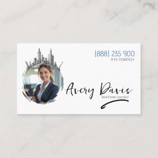 Modern Skyline Real Estate Agent Elegant Cityscape Business Card