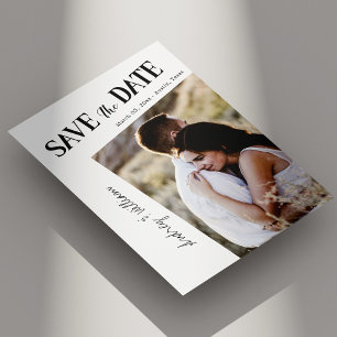 Modern Slanted Photo Save the Date Card Minimalist