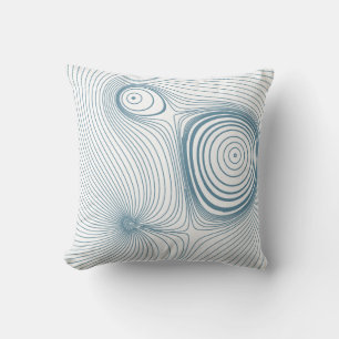 Modern Slate Blue Psychedelic Topographic Line Art Throw Pillow