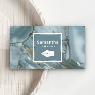 Modern Slate Grey Marble Pen Nib Professional Business Card