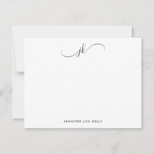 Modern Slate Grey Monogram Script Calligraphy Card
