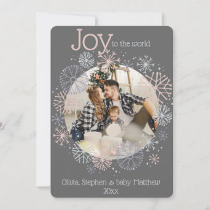 Modern Slate Grey Photo Frame Pastel Snowflakes