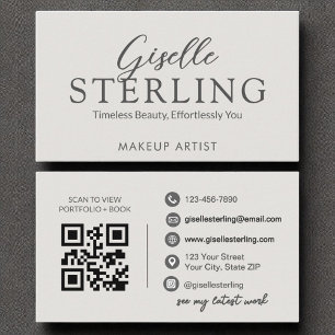 Modern Slate Grey Script Elegant QR Code Business Card