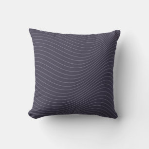 Modern Slate Violet Grey Abstract Wavy Line Art Th Throw Pillow
