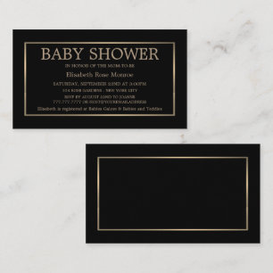 Modern & Sleek, Black & Gold Baby Shower Invite