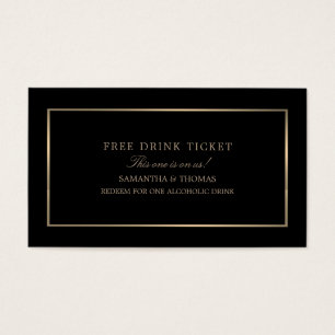 Modern & Sleek, Black & Gold, Free Drink Ticket