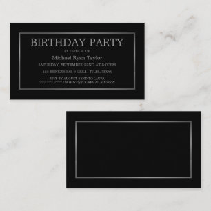 Modern & Sleek, Black/Silver Birthday Party Invite