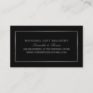 Modern & Sleek, Black & Silver, Gift Registry Enclosure Card
