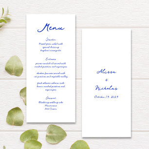 Modern Sleek Bright Blue Handwriting Font Wedding Menu