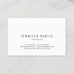 Modern Sleek Design Plain Trendy Elegant White Business Card