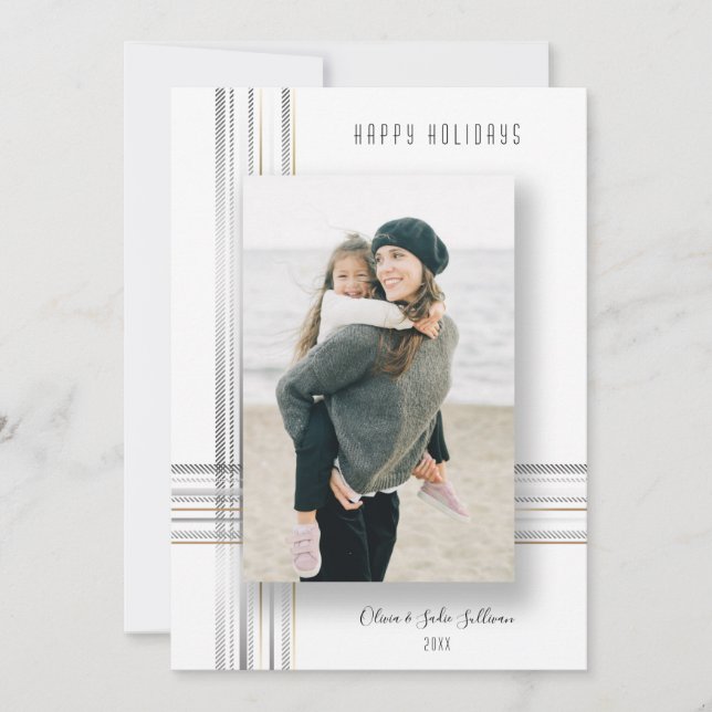 Modern Sleek Gold and Silver Drop Shadow Photo (Front)