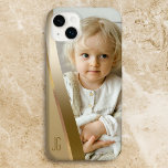 Modern Sleek Gold Band Photo w/Monogram Case-Mate iPhone 14 Plus Case<br><div class="desc">Elevate your phone case with this modern sleek design featuring simple clean slanted border of gradient and faux metallic gold with text field for your name or monogram.</div>