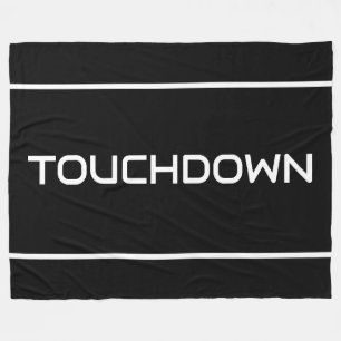 Modern Sleek TOUCHDOWN Text Stripes On Bold Black Fleece Blanket