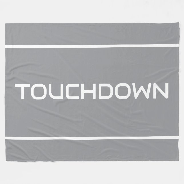 Modern Sleek TOUCHDOWN Text Stripes On Light Gray Fleece Blanket (Front (Horizontal))
